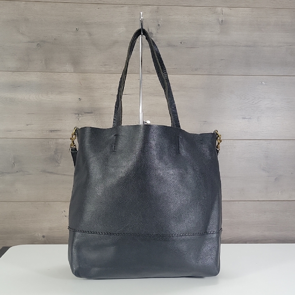J.Crew Black Leather Tote Bag - Black